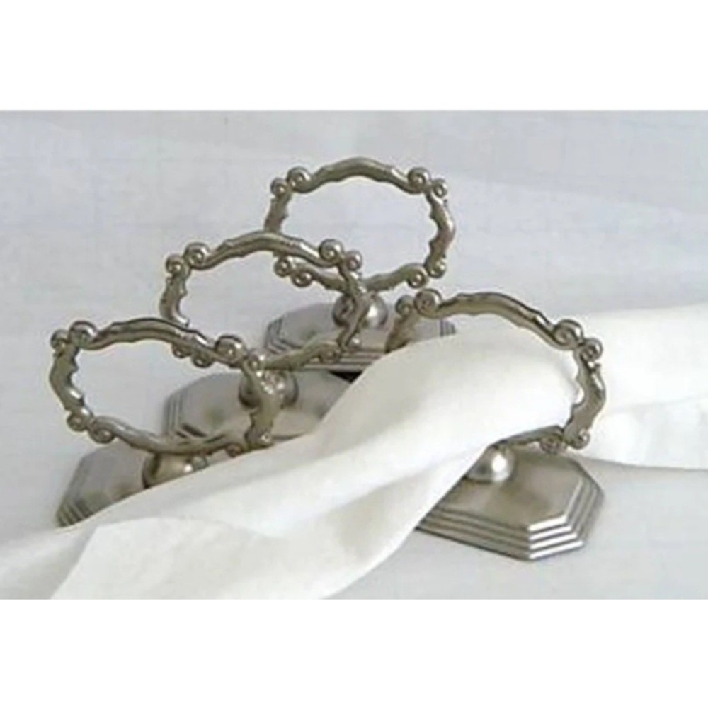 Southern Living At Home Redmont Silver Set 12 Napkin Rings Slot for Name Card - Picture 2 of 6